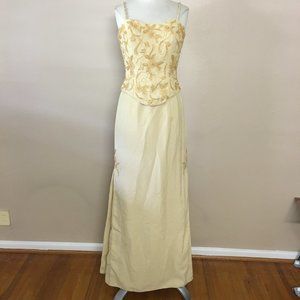 Coli Couture Yellow cream floral corset prom gown